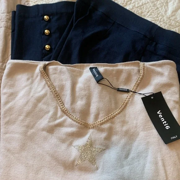 NWT⭐️pretty taupe Italian sweater by Venti6 with gold star⭐️⭐️brand new! - Picture 4 of 4